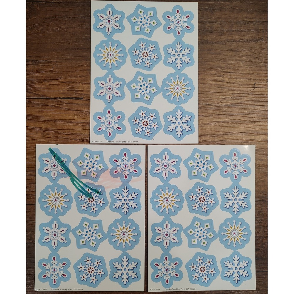 Creative Teaching Press Stickers Lot Of 3 Full Partial Sheets Snowflakes Winter